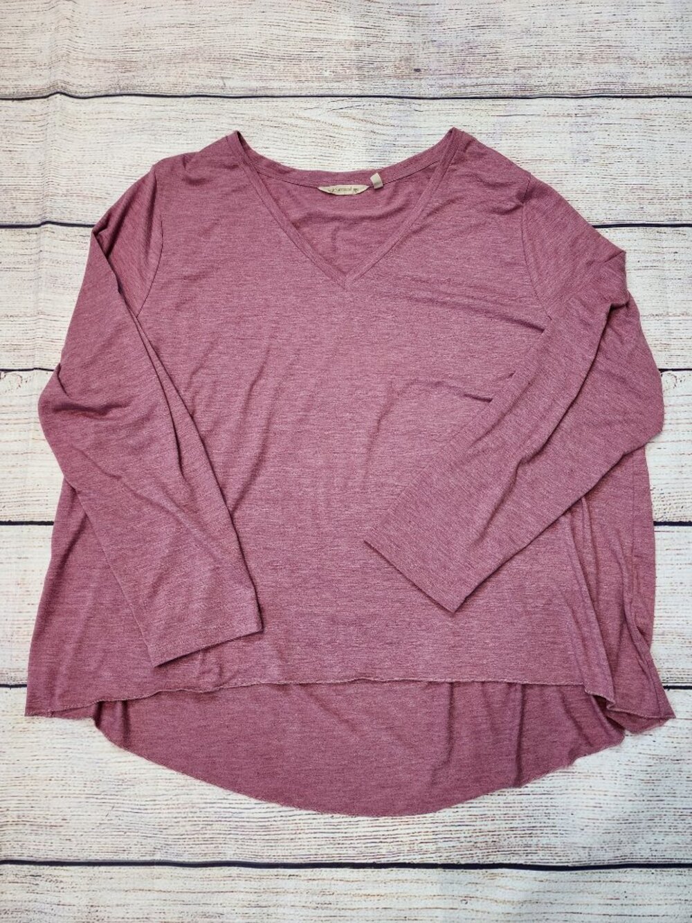 Soft Surroundings 2X Berry Mauve Pink V-Neck Long Sleeve Tunic Comfort Lounge